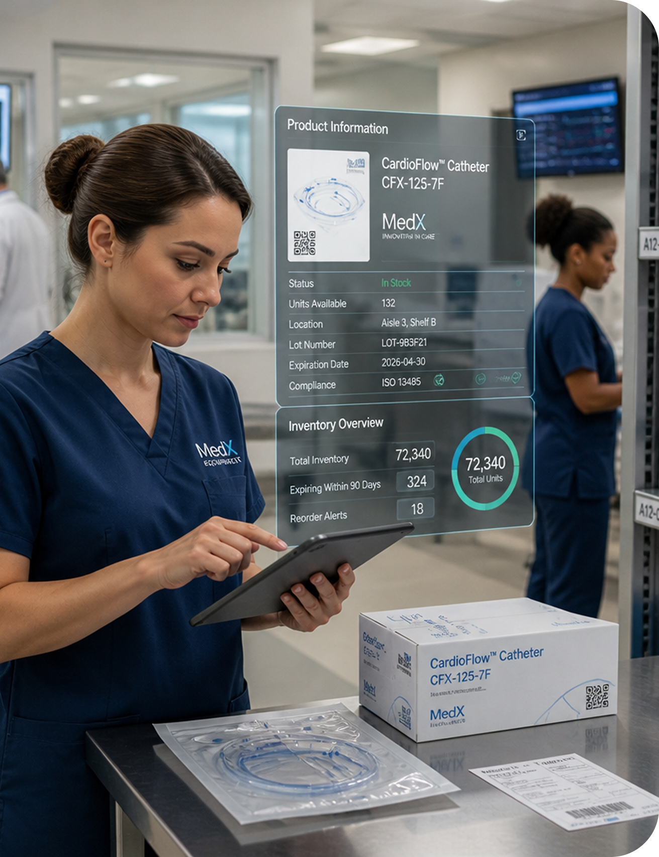 Healthcare providers reviewing product data at point of care