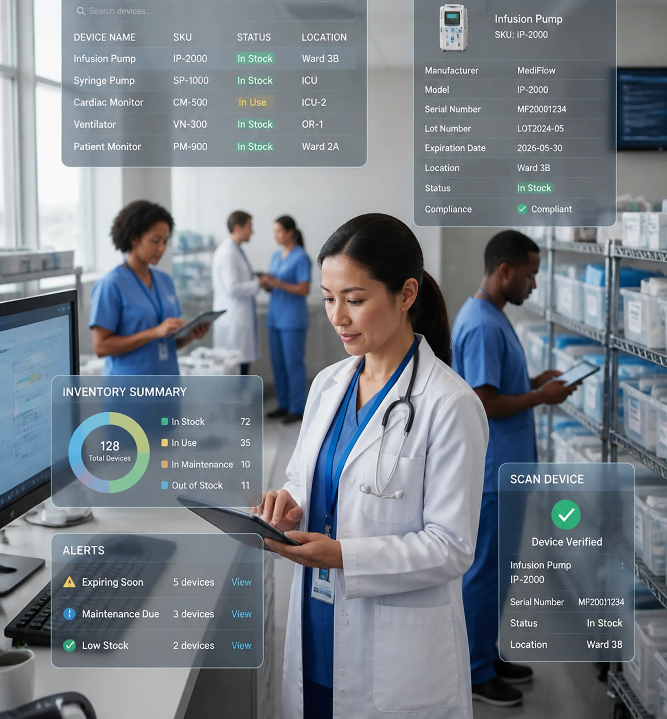 Healthcare providers reviewing product data at point of care